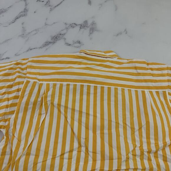 Basic Editions Womens Vintage 90s Button Up Shirt Size L Yellow White Stripe - Picture 8 of 11